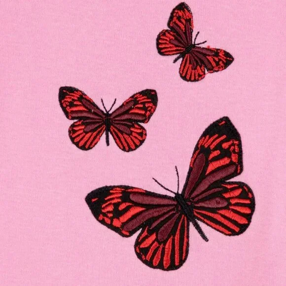 Leveret Girl Butterfly Print Long Sleeve & Pants PJ Set Cotton Pajamas - Picture 2 of 2